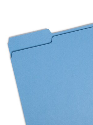 Smead File Folder, 1/3-Cut Tab, Letter Size, Blue, 100/Box (12043)