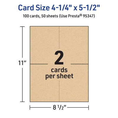 Avery Matte General Use Blank Cards, Kraft Brown, 100/Box (95347)