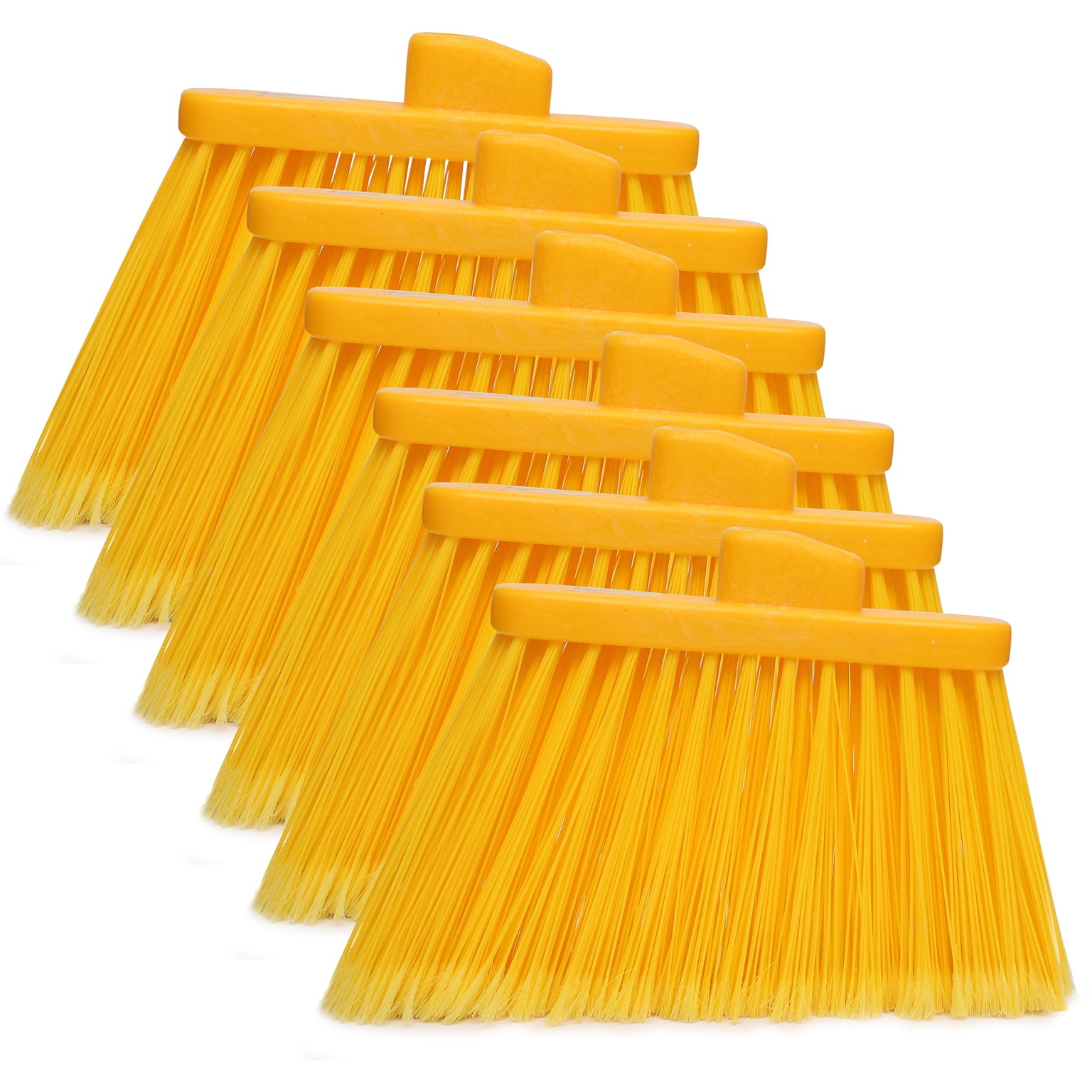 BISON LIFE Multi Surface Indoor/Outdoor 13  Polypropylene Bristle Flagged Angled Broom, Yellow, 6/Pack (BPHD-ANBR-PP-Y-6)