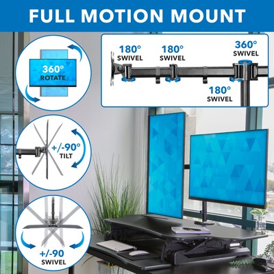 Mount-It! 47" W Manual Adjustable Standing Desk Converter with Dual Monitor Mount, Black (MI-8052)
