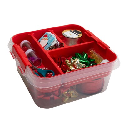 Simplify Gift Storage Box with Lid, Plastic, Red (25522- RED)