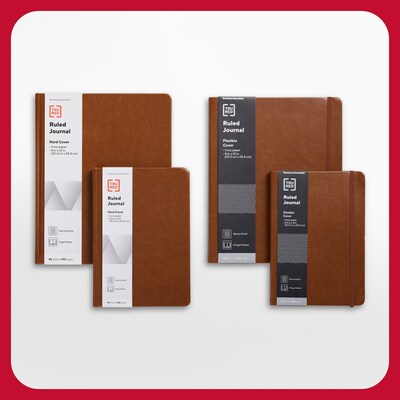 TRU RED™ 5.5” x 8” Medium Hard Cover Narrow Ruled Journal, Cognac (TR61950)