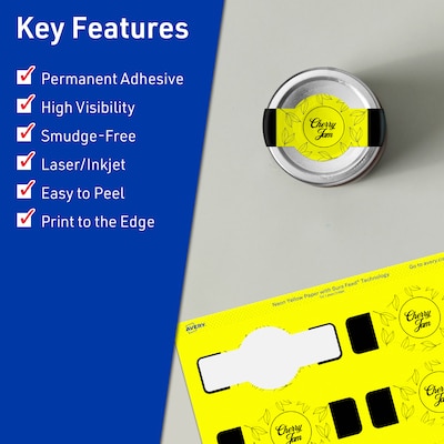 Avery Cigar Laser/Inkjet Multipurpose Labels, 1.5 x 3.5, Neon Yellow (800/Box)