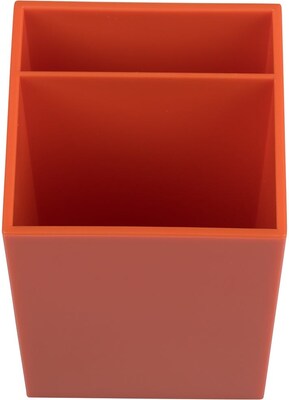 JAM PAPER Plastic Pen Holder. Orange, Desktop Pencil Cup, Sold Individually (341ors)