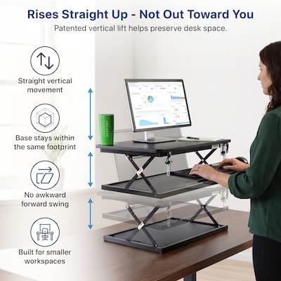 Uncaged Ergonomics Adjustable Standing Desk Converter with Keyboard Tray, Black (CDM)