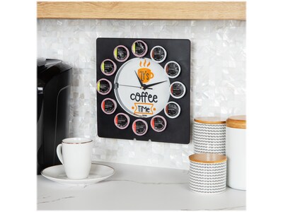 Mind Reader Anchor Collection 12-Compartment Plastic Coffee Clock Pod Organizer, Black/White (PODCLOCK-BLK)