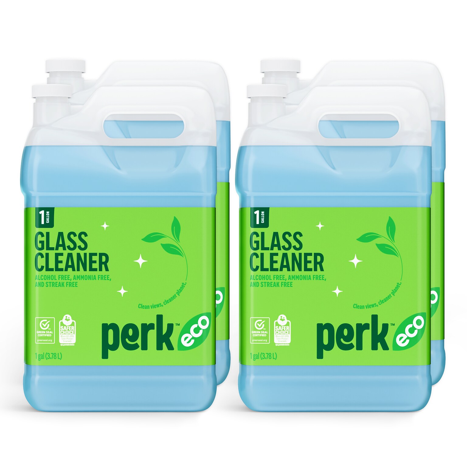 Perk Eco Glass Cleaner Refill, Ready To Use, 1 Gallon, 4/Carton (PK611001-ACT)
