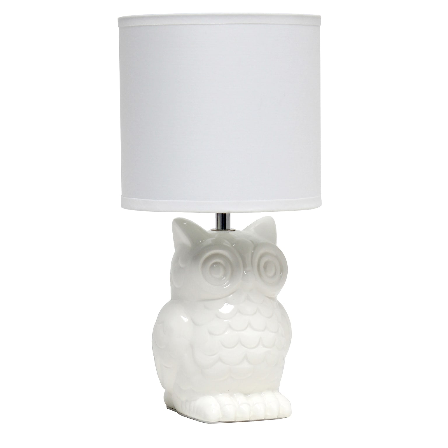 Simple Designs 12.8 Tall Contemporary Ceramic Owl Bedside Table Desk Lamp, Off White (LT1136-OFF)