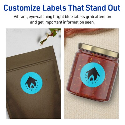 Avery Printable Circle Multipurpose Labels, 1-2/3" Dia., Bright Blue, 1600/Box (94508)