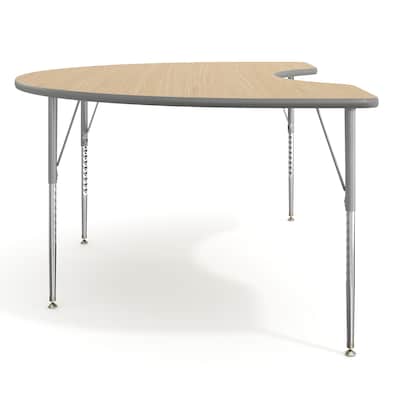 Flash Furniture Wren Kidney Activity Table, 72" x 48", Height Adjustable, Light Natural Top/Silver Frame (XUA4872KDLNTA)
