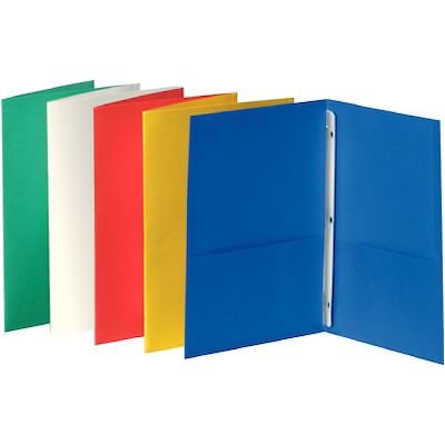 Quill Brand® 2-Pocket Folders With Fasteners, Assorted, 25/Box (7128AD)