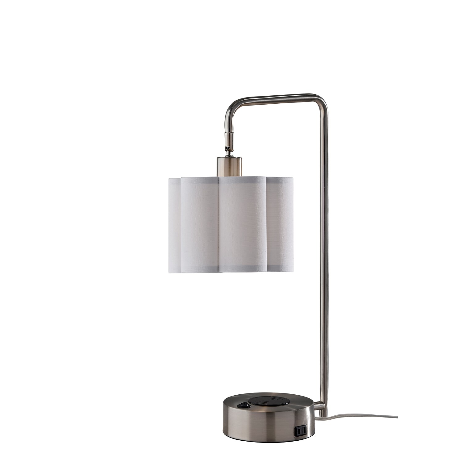 Adesso Dover Supercharger Incandescent Desk Lamp, 22.25H, Brushed Steel/White (2616-22)