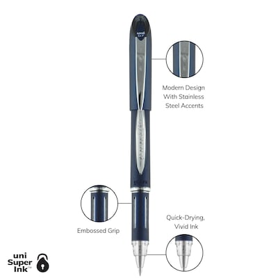 uni-ball Jetsream Ballpoint Pen, Fine Point, 0.7mm, Black Ink, Dozen (40173)