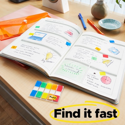 Post-it® Flags, .47" Wide, Assorted Colors, 100 Flags/Pack (683-5CF)