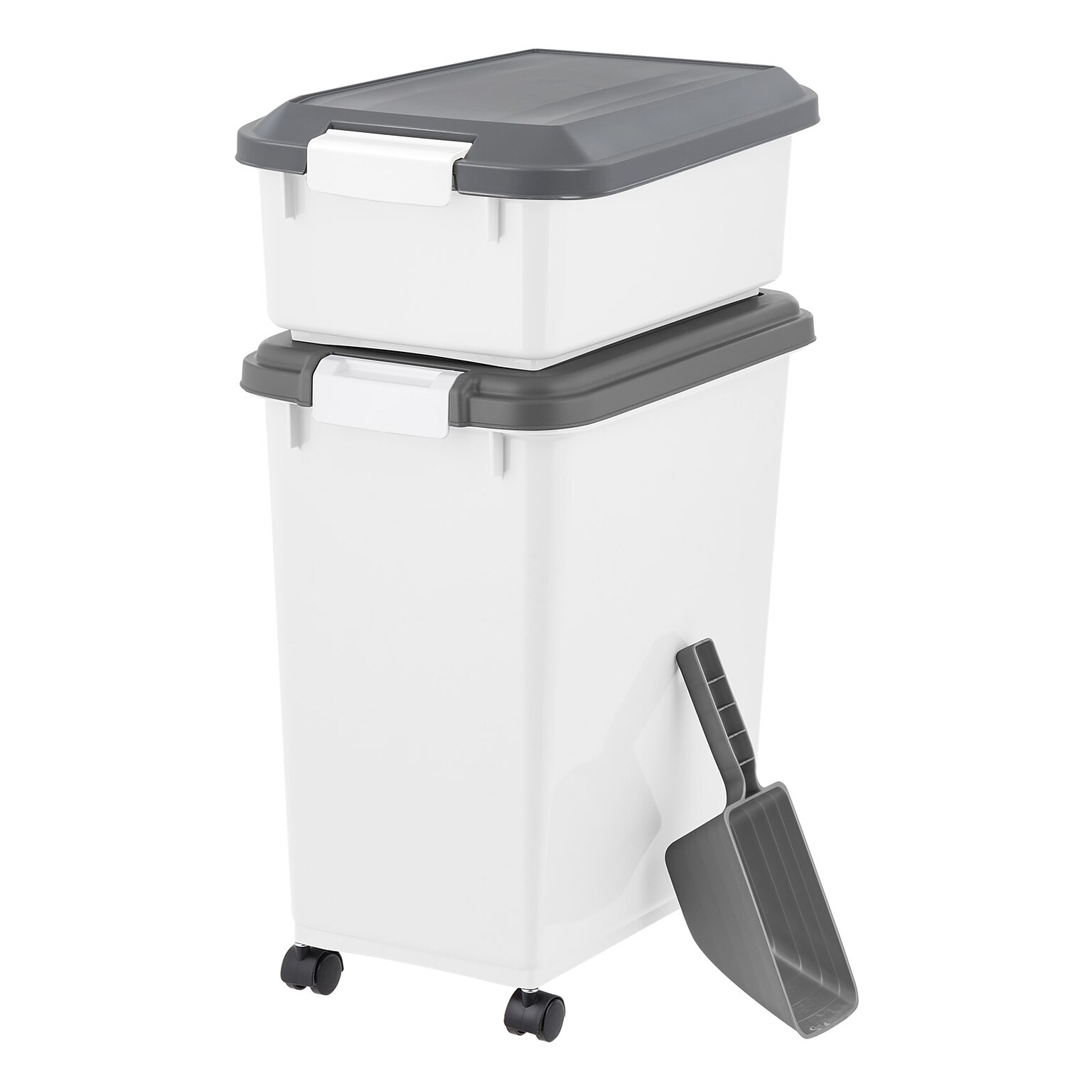 Iris Airtight Dog & Cat Food Container with Treat Box & Scoop, Plastic, White (580094)