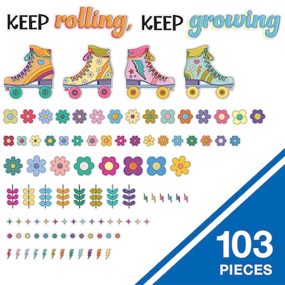 Carson-Dellosa Happily Ever Elementary Retro Remix Keep Rolling, Keep Growing Bulletin Board Set (110594)