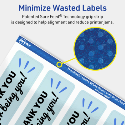 Avery TrueBlock Laser/Inkjet Rectangle Multipurpose Labels, 9.75" x 1.25", White, 125/Pack (94262)