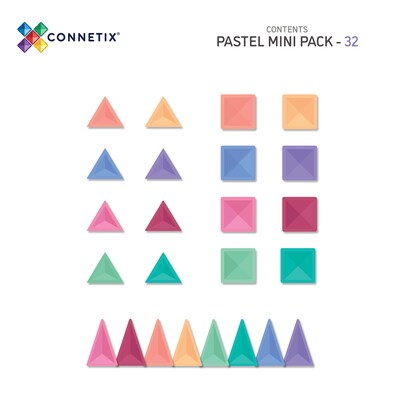 Connetix Magnetic Tiles Pastel Mini Pack, 32 Pieces (CNTP00032MI)