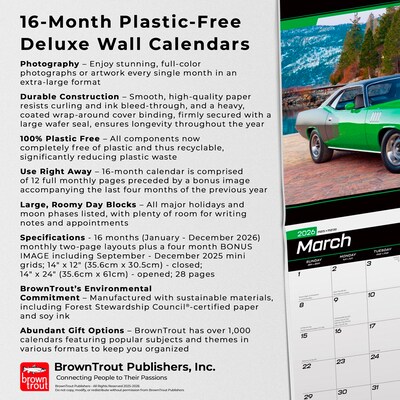 2026 BrownTrout American Muscle Cars 14" x 12" Monthly Wall Calendar (9798330701315)