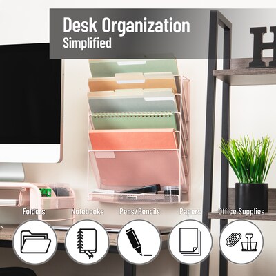 Mind Reader 5-Pocket Metal Mesh Mountable Wall File, Letter Size, Pink (MAGSTACK-PNK)