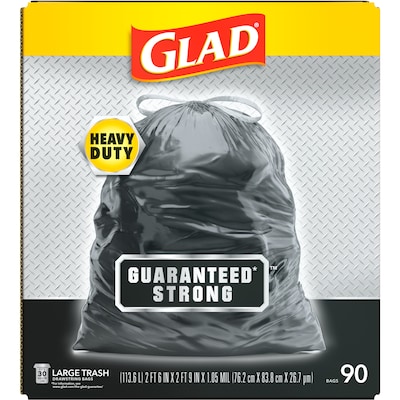 Glad 30 Gallon Large Drawstring Trash Bags, 90/Box (78952)