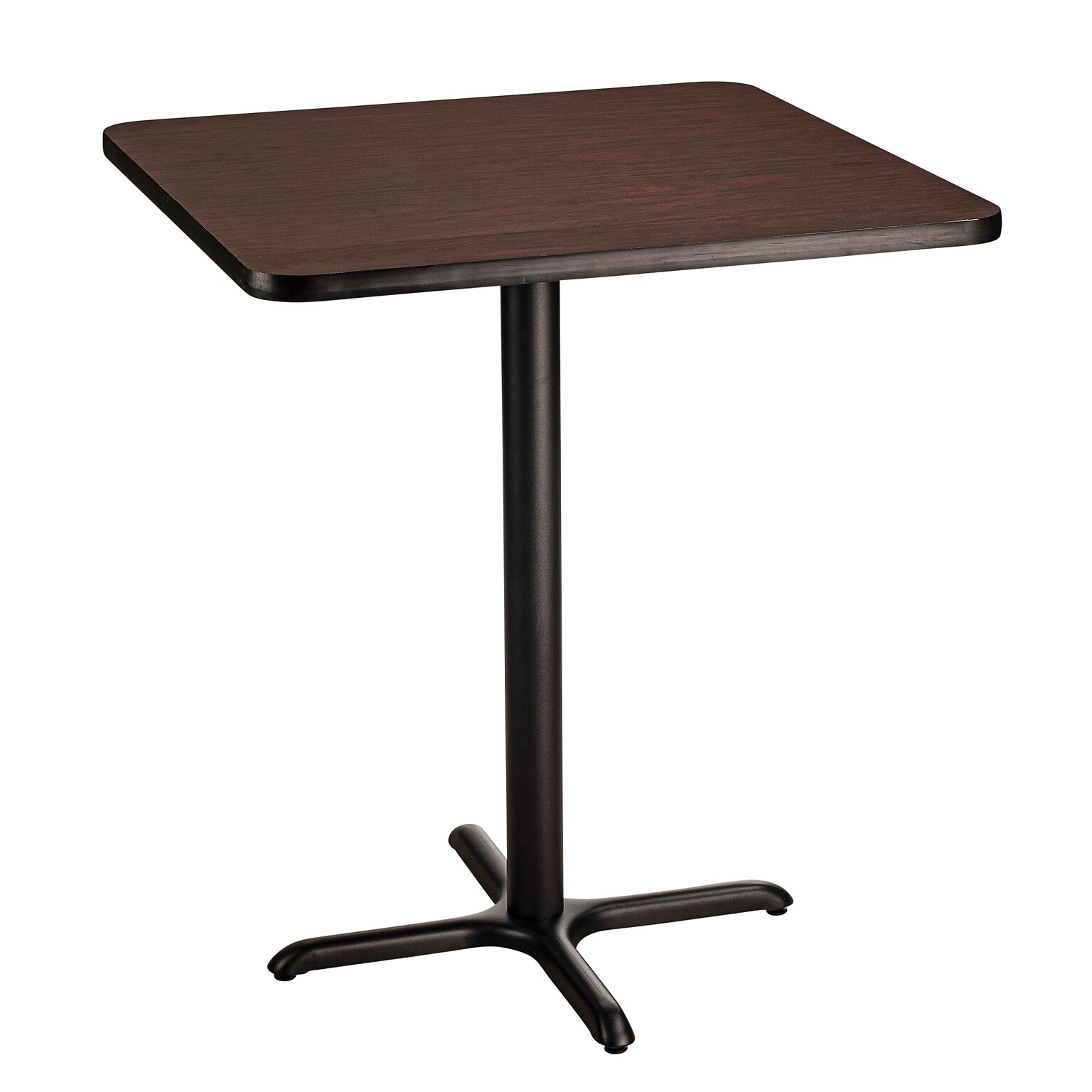 NPS CT Series 36 Square 42 Height Cafe Table, X Base, Black Frame/Mahogany Top (CT33636XBPBTMMY)