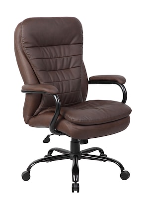 Boss LeatherPlus Faux Leather Executive Big & Tall Chair, 400 lb. Capacity, Bomber Brown (B991-BB)