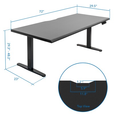 Mount-It! Dual Motor 72"W Electric Adjustable Standing Desk, Black (MI-18122)