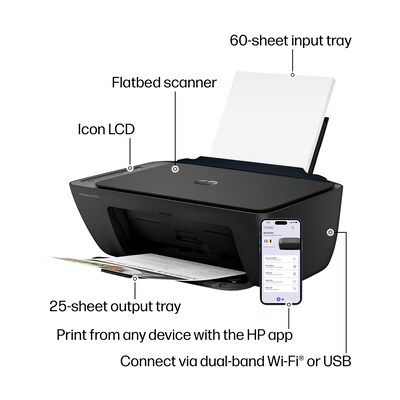 HP DeskJet 2955 Wireless All-in-One Color Inkjet Printer, Scanner, Copier, 3 months free Instant Ink, AI-capable (A24HJA)