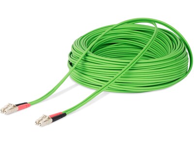 StarTech 25m (82ft) LC to LC (UPC) Duplex OM5 Multimode Fiber Optic Patch Cable, 50/125, Green (LCLCL-25M-OM5-FIBER)