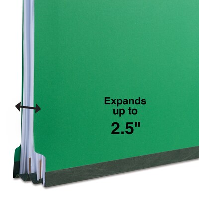 Quill Brand® End-Tab Partition Folders, 2 Partitions, 6 Fasteners, Emerald Green, Letter, 15/Box (74