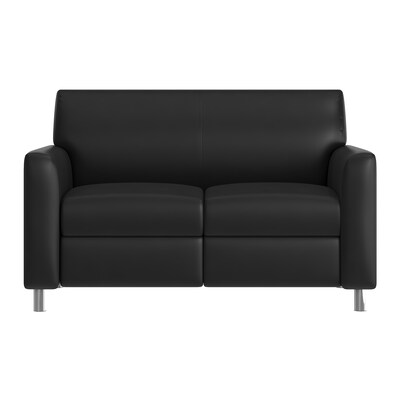 Flash Furniture Agent LeatherSoft Reception Loveseat, Black/Chrome Legs (BT827U2BKCHR)