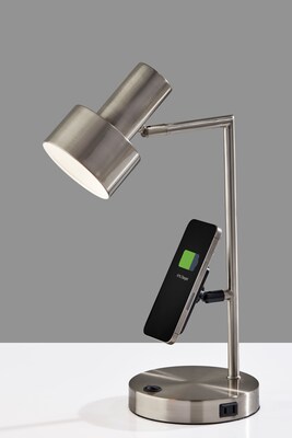 Adesso Rowe Supercharger Incandescent Desk Lamp, 19"H, Brushed Steel (2606-22)