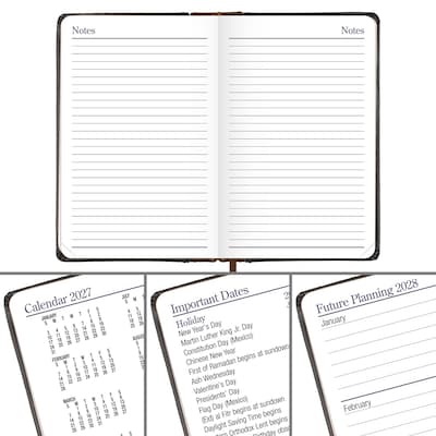 2027 AT-A-GLANCE Fine Diary 2.75" x 4.25" Weekly & Monthly Planner, Faux Leather Cover, Black/Brown (74-01-05-27)
