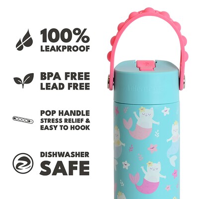 Elemental Core Pop Stainless Steel Double Wall Insulated Water Bottle, 18 oz., Meowmaid (EBC18MWM25P