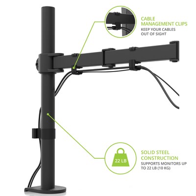 Kanto Height Adjustable Desktop Arm Single Monitor Stand for 17" - 34" Monitors, Black (DML1000)