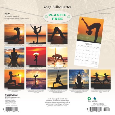 2025 Brush Dance Yoga Silhouettes 12 x 12 Monthly  Wall Calendar (9781975478681)
