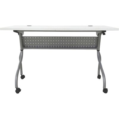 Lorell 48"W x 23.6"D Foldable Flip Top Training Table, Melamine, With Wheels, White (LLR60745)