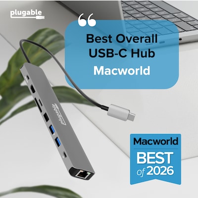 Plugable 9-Port USB-C Hub, Gray (USBC-9IN1E)