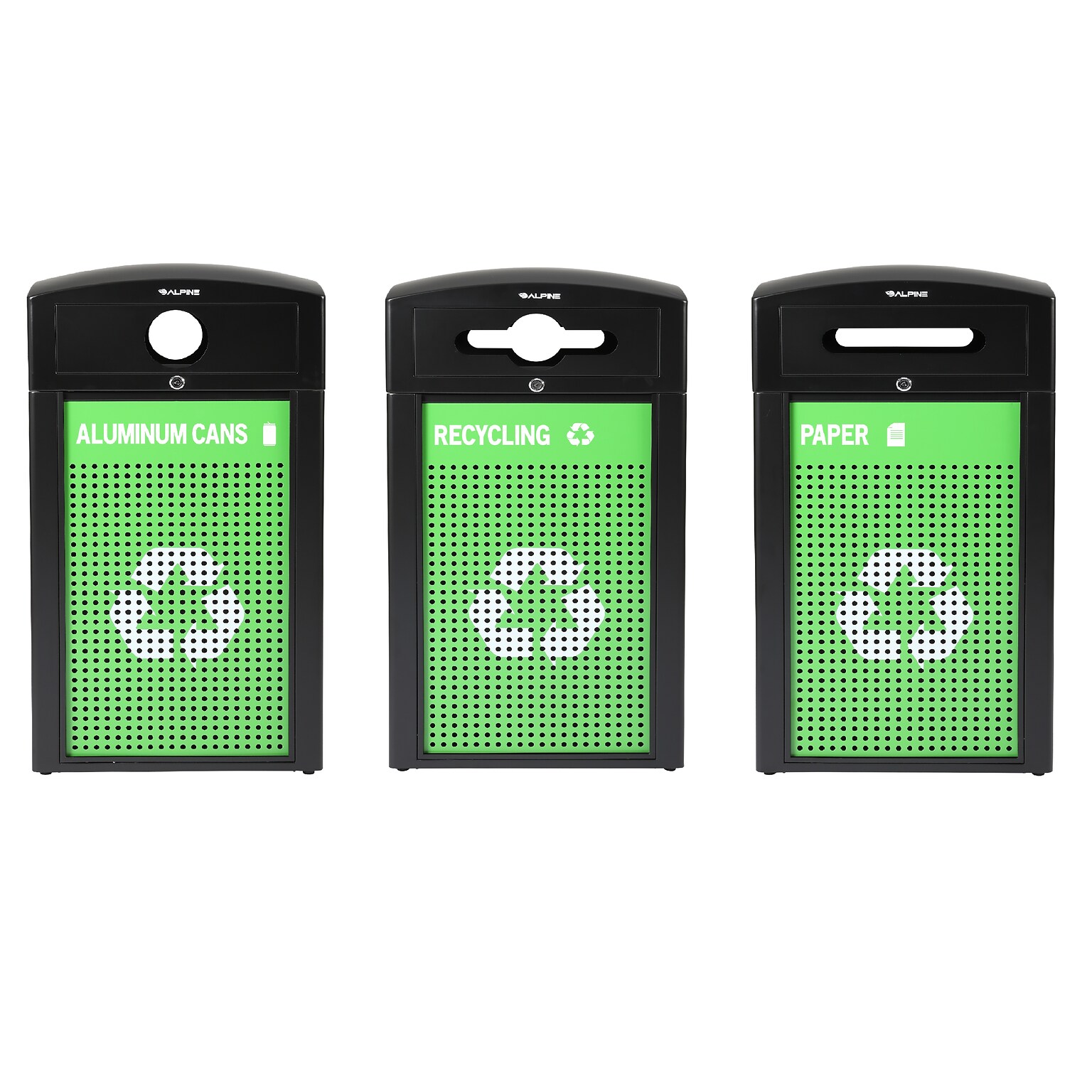 Alpine Industries GS Series Steel Recycling Bin, 120 Gallon, Green (ALP471-40-GSCMS-MK)