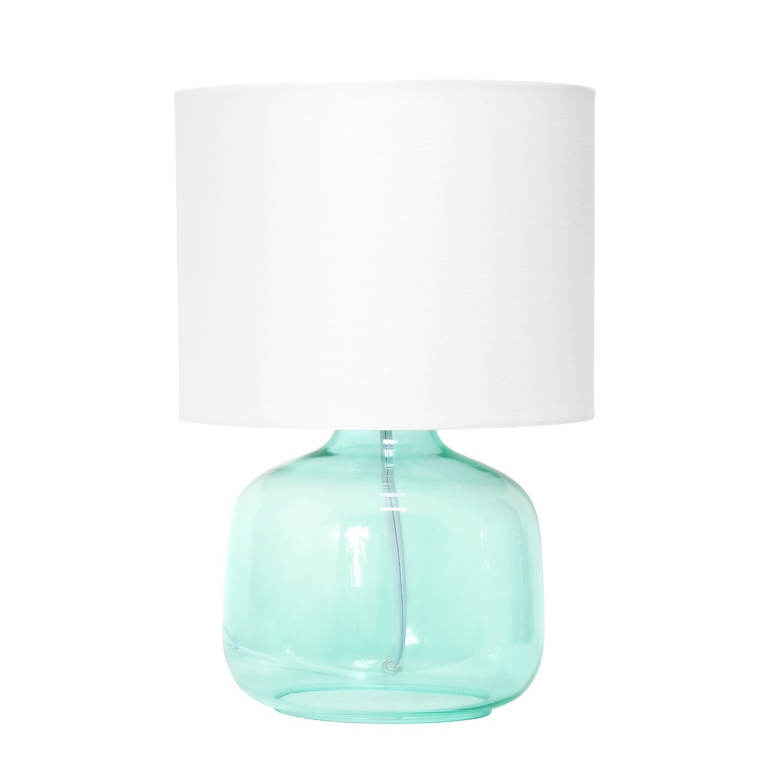 Creekwood Home Round Modern Glass 13.75 LED Table Lamp, Aqua/White (CWT-1015-AW)