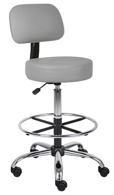 Boss Office Products Caressoft Medical/Drafting Stool w/ Back Cushion (B16245GY)