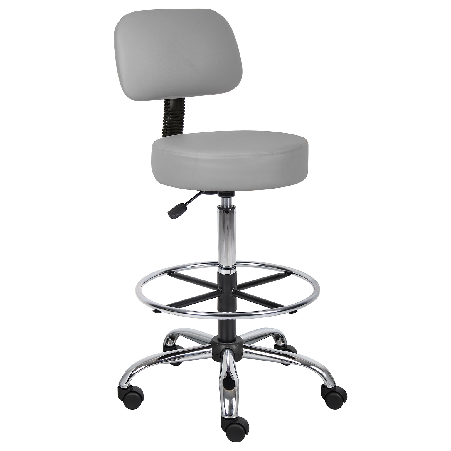 Boss Office Products Caressoft Medical/Drafting Stool w/ Back Cushion (B16245GY)