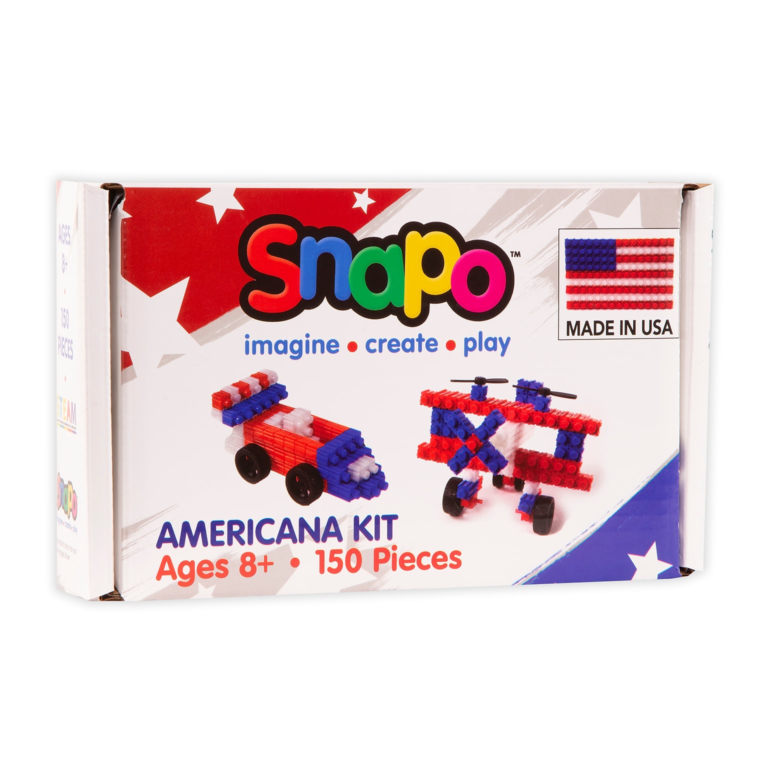 Snapo Building Blocks Americana Made In Usa Kit, 150 Pieces/Set (SNP16150A)