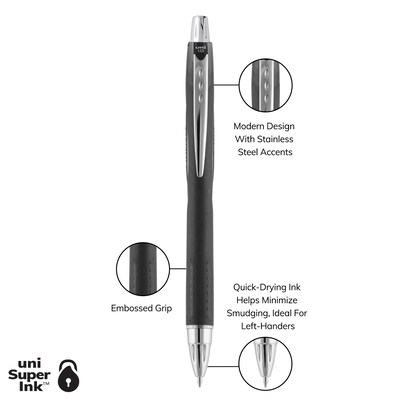 uniball Jetstream RT Retractable Ballpoint Pen, Medium Point, 1.0mm, Black Ink, Dozen (73832)