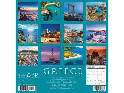 2025 Willow Creek Greece 12 x 12 Monthly Wall Calendar (43226)