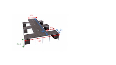 Boss Office Products Simple System 66"W L-Shaped Desk with Pedestal, White, 6/Set (SGSD023-102-WT)