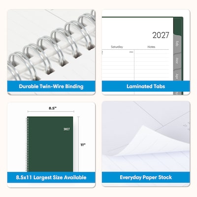 2027 Blue Sky 8.5" x 11" Weekly & Monthly Planner, Green (162469)