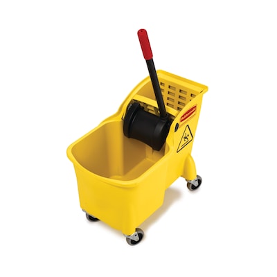 Rubbermaid Tandem Bucket & Side-Press Wringer, 31 qt. (7.75 Gal.), Yellow (FG738000YEL)