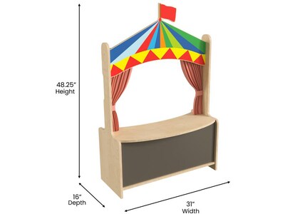 Flash Furniture Bright Beginnings Puppet Theater with Removable Curtains and Magnetic Chalkboard, Multicolor (MK-ME19202-GG)